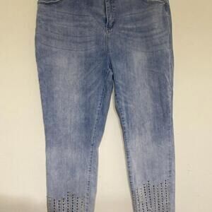 Frank Lyman Jeans Women's Skinny Bow Cuff Blue XXL Blue Women’s 211102U